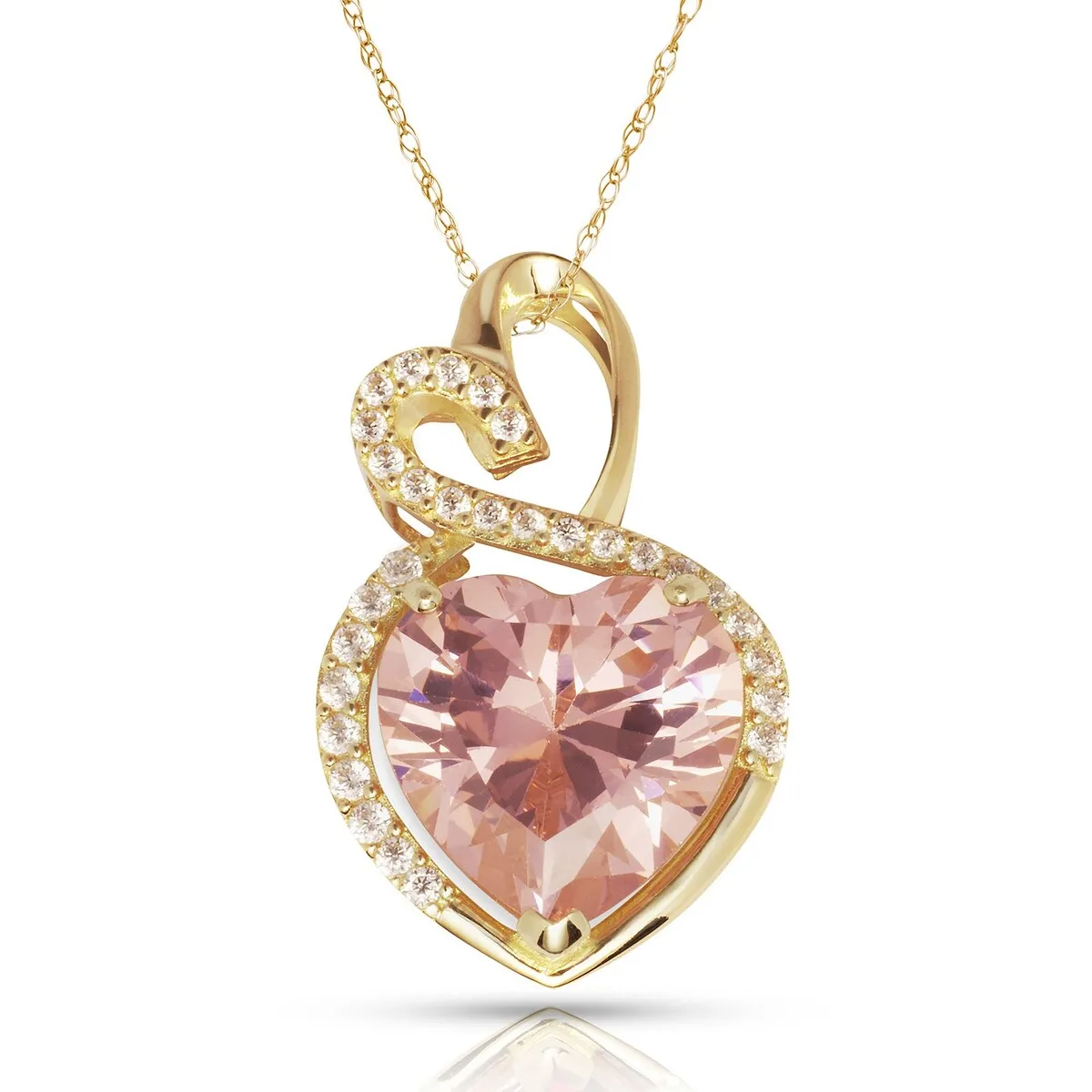 Curata 14k Yellow Gold 18" Birthstone Modern Double Heart Cubic Zirconia Pendant Necklace sold by Zulily product image thumbnail 2