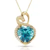 Curata 14k Yellow Gold 18" Birthstone Modern Double Heart Cubic Zirconia Pendant Necklace sold by Zulily