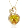 Curata 14k Yellow Gold 18" Birthstone Modern Double Heart Cubic Zirconia Pendant Necklace sold by Zulily