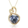 Curata 14k Yellow Gold 18" Birthstone Modern Double Heart Cubic Zirconia Pendant Necklace sold by Zulily