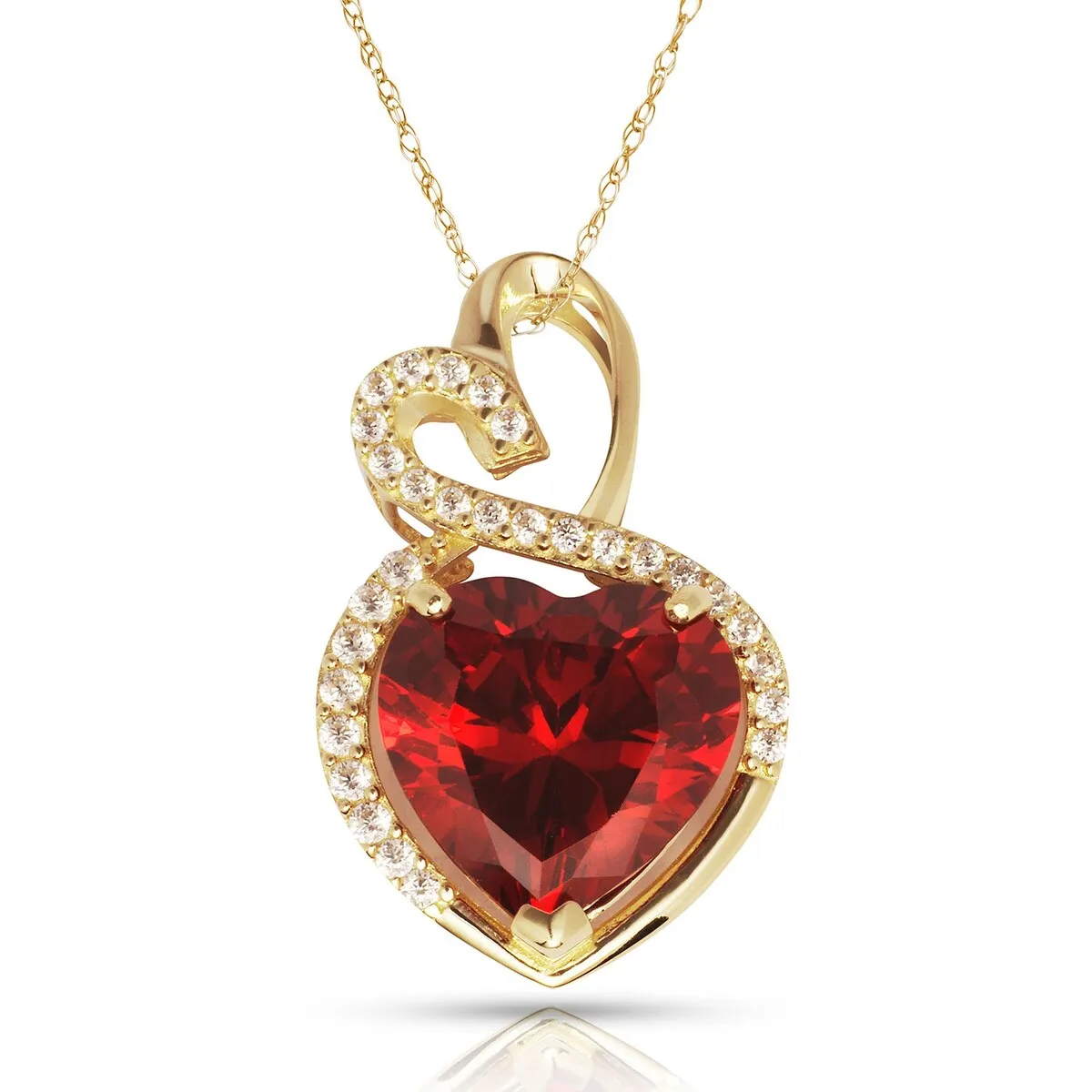 Curata 14k Yellow Gold 18" Birthstone Modern Double Heart Cubic Zirconia Pendant Necklace sold by Zulily