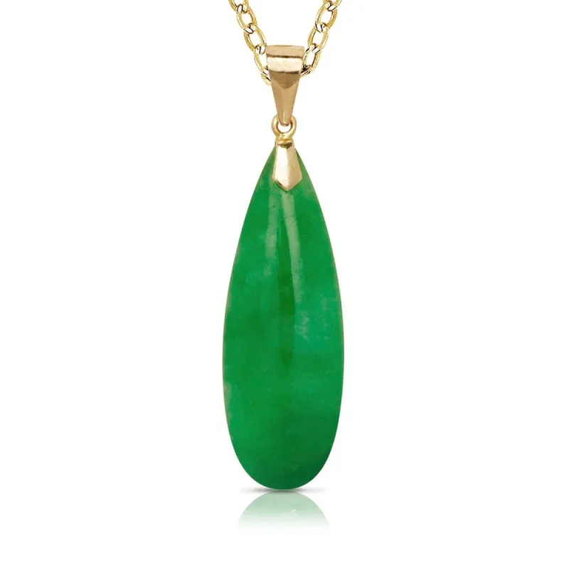 Curata 14k Yellow Gold 18" Green or Lavendar Jade Flat Elongated Tear-drop Necklace (7mm x 32mm) sold by Zulily