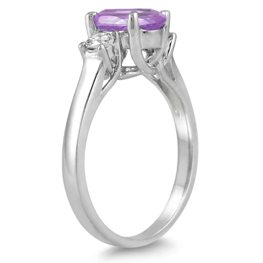 1 3/4 Carat Amethyst and Diamond Three Stone Ring 14K White Gold sold by Zulily product image thumbnail 2