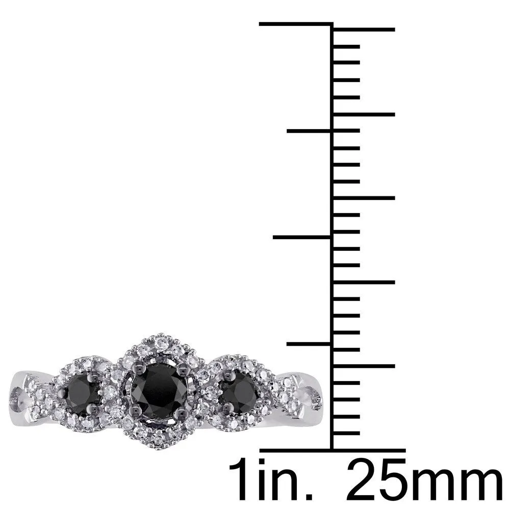 Miadora 1/2 CT Black and White Diamond 3 Stone Ring with 10k White Gold Band sold by Zulily product image thumbnail 4