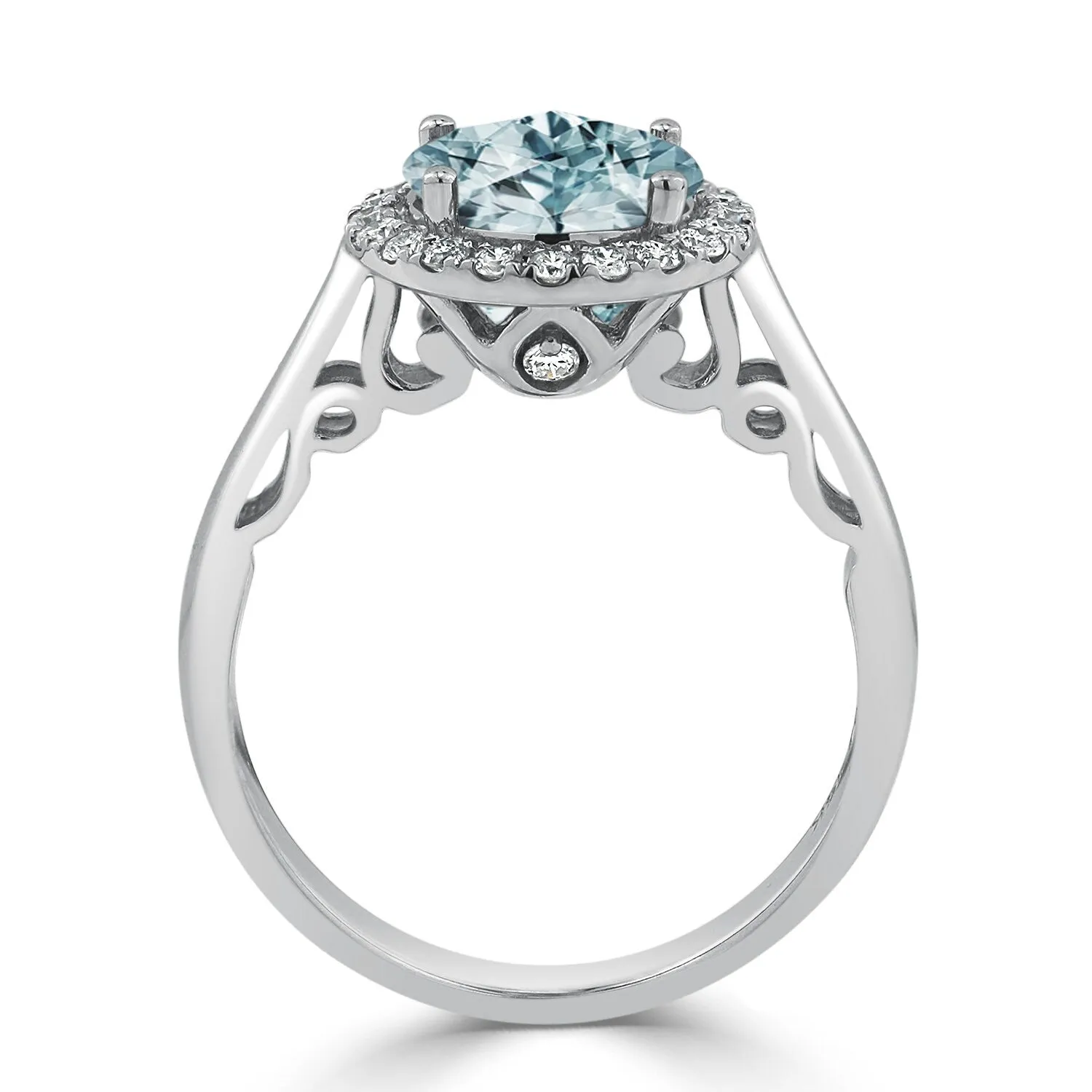 Auriya 1 1/2ct Round Aquamarine and Halo Diamond Engagement Ring 1/4ctw 14k Gold sold by Zulily product image thumbnail 5