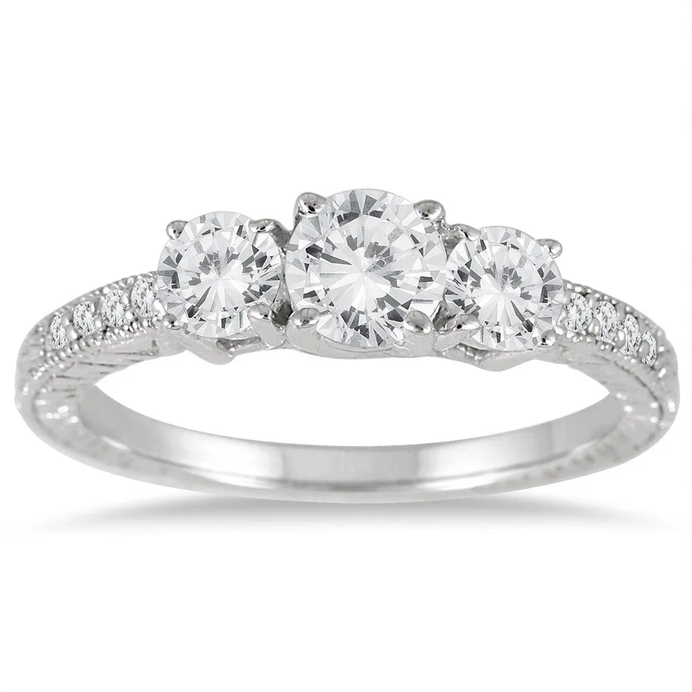Miadora 1/2 CT Black and White Diamond 3 Stone Ring with 10k White Gold Band sold by Zulily product image thumbnail 3