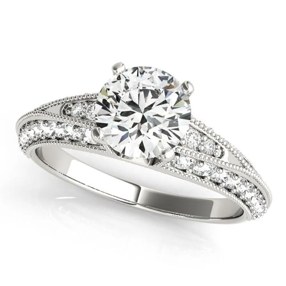 Auriya Vintage 1/2ct Round Moissanite and 1/2ctw Diamond Engagement Ring 14k Gold sold by Zulily product image thumbnail 3