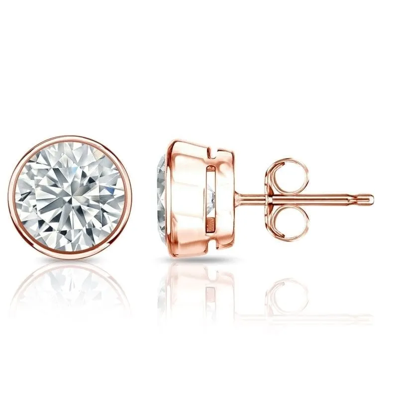 Auriya 2ct TW Round Bezel Set Diamond Stud Earrings 14kt Gold Certified sold by Zulily product image thumbnail 3