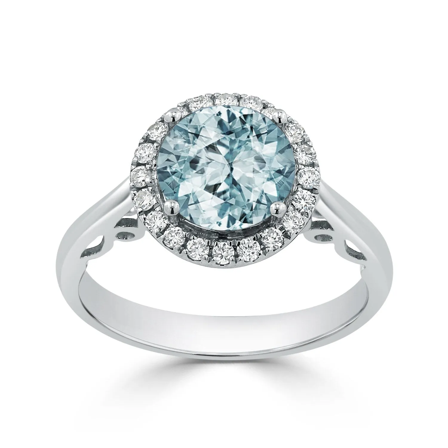 Auriya 1 1/2ct Round Aquamarine and Halo Diamond Engagement Ring 1/4ctw 14k Gold sold by Zulily product image thumbnail 3