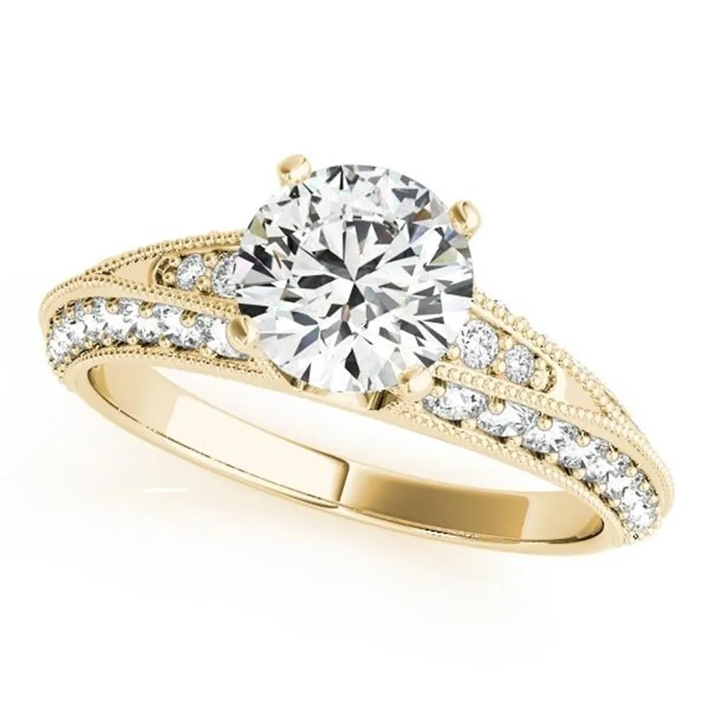 Auriya Vintage 1/2ct Round Moissanite and 1/2ctw Diamond Engagement Ring 14k Gold sold by Zulily
