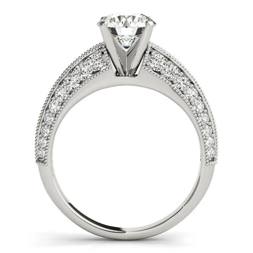 Auriya Vintage 1/2ct Round Moissanite and 1/2ctw Diamond Engagement Ring 14k Gold sold by Zulily product image thumbnail 4