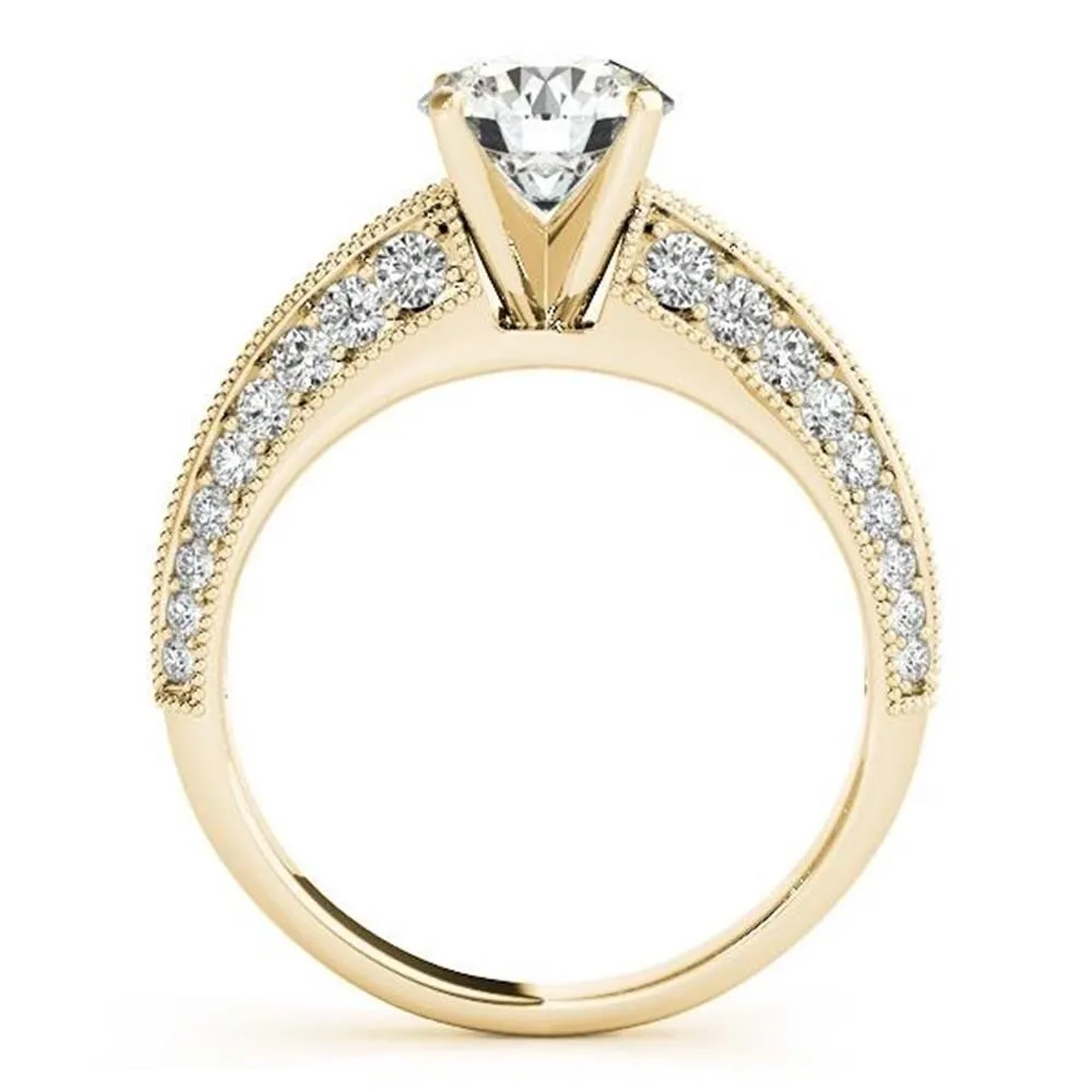 Auriya Vintage 1/2ct Round Moissanite and 1/2ctw Diamond Engagement Ring 14k Gold sold by Zulily product image thumbnail 5