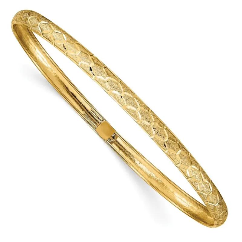 Curata 14k Gold 7.5" 4.5mm Hexagonal Textured Flexible Slip-on Bangle Bracelet sold by Zulily