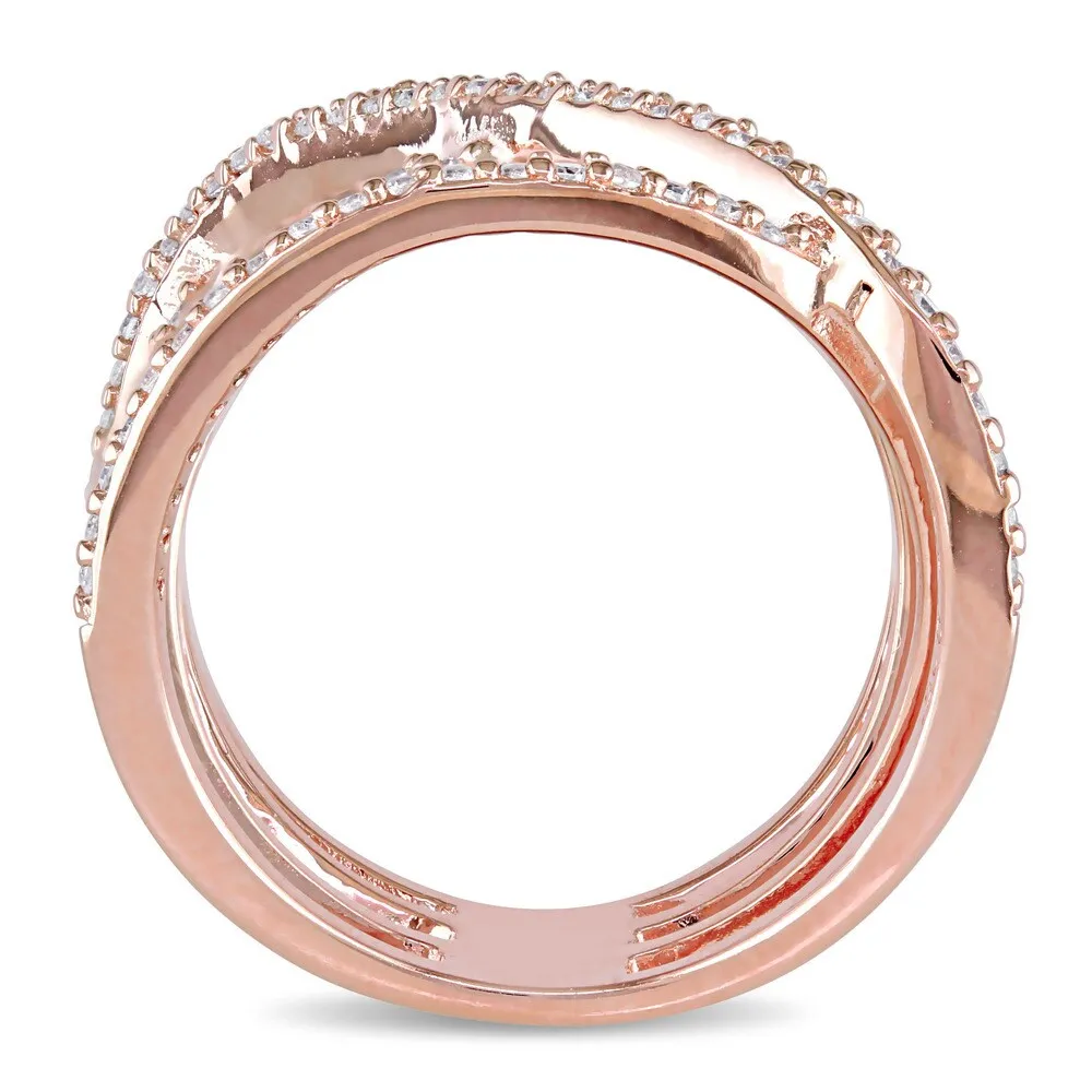 Miadora Rose Gold Plated Sterling Silver Cubic Zirconia Multi-Row Crossover Statement Ring sold by Zulily product image thumbnail 4