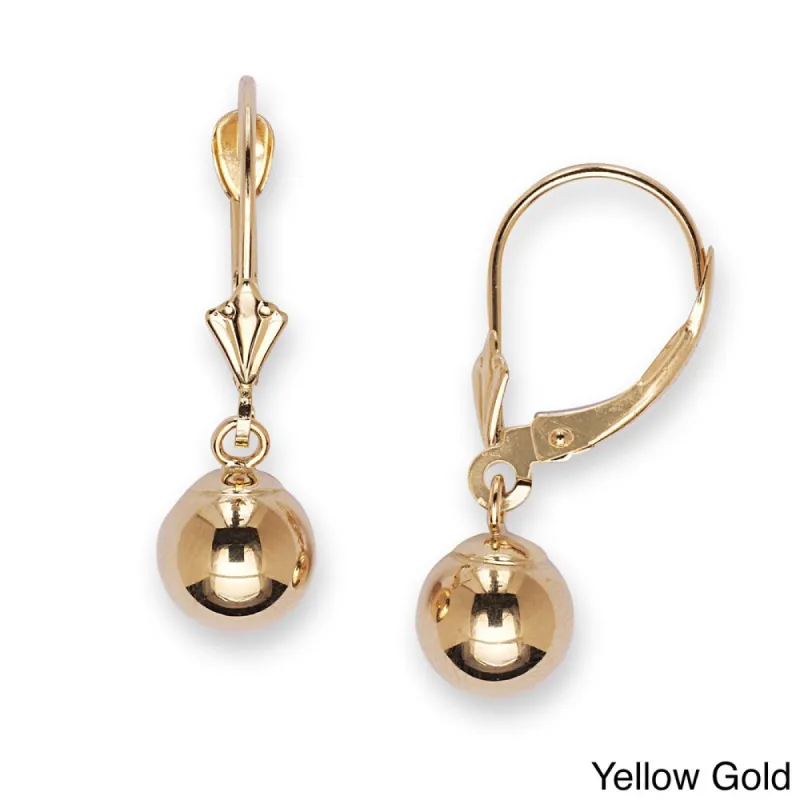 Curata 14k Yellow or White Gold Polished 27x8mm Ball Drop Lever Back Earrings sold by Zulily