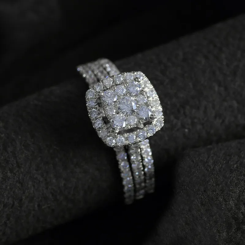 De Couer 10k Gold 1ct TDW Diamond Halo Bridal Ring Set sold by Zulily