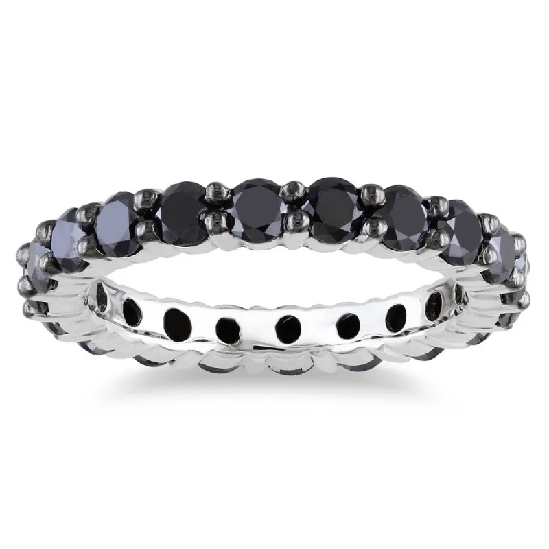 Miadora 14K White Gold 2ct TDW Black Diamond Eternity Ring sold by Zulily