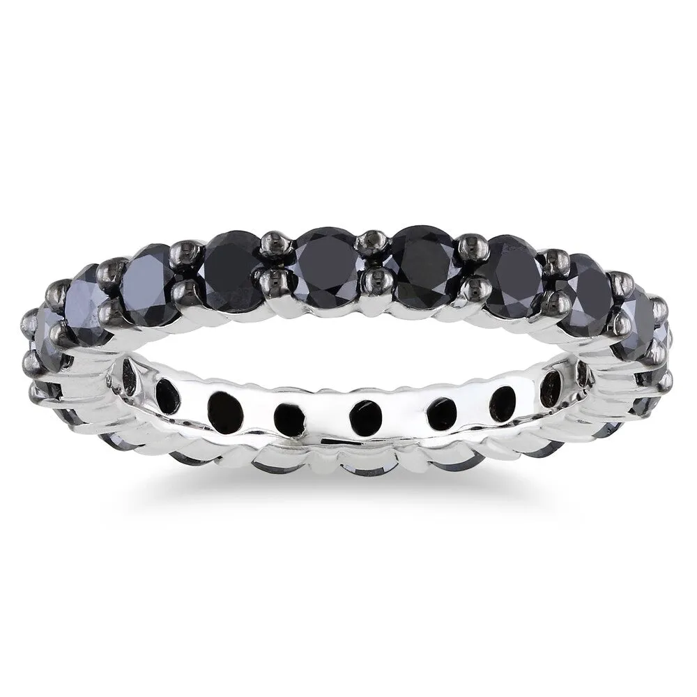 Miadora 14K White Gold 2ct TDW Black Diamond Eternity Ring sold by Zulily