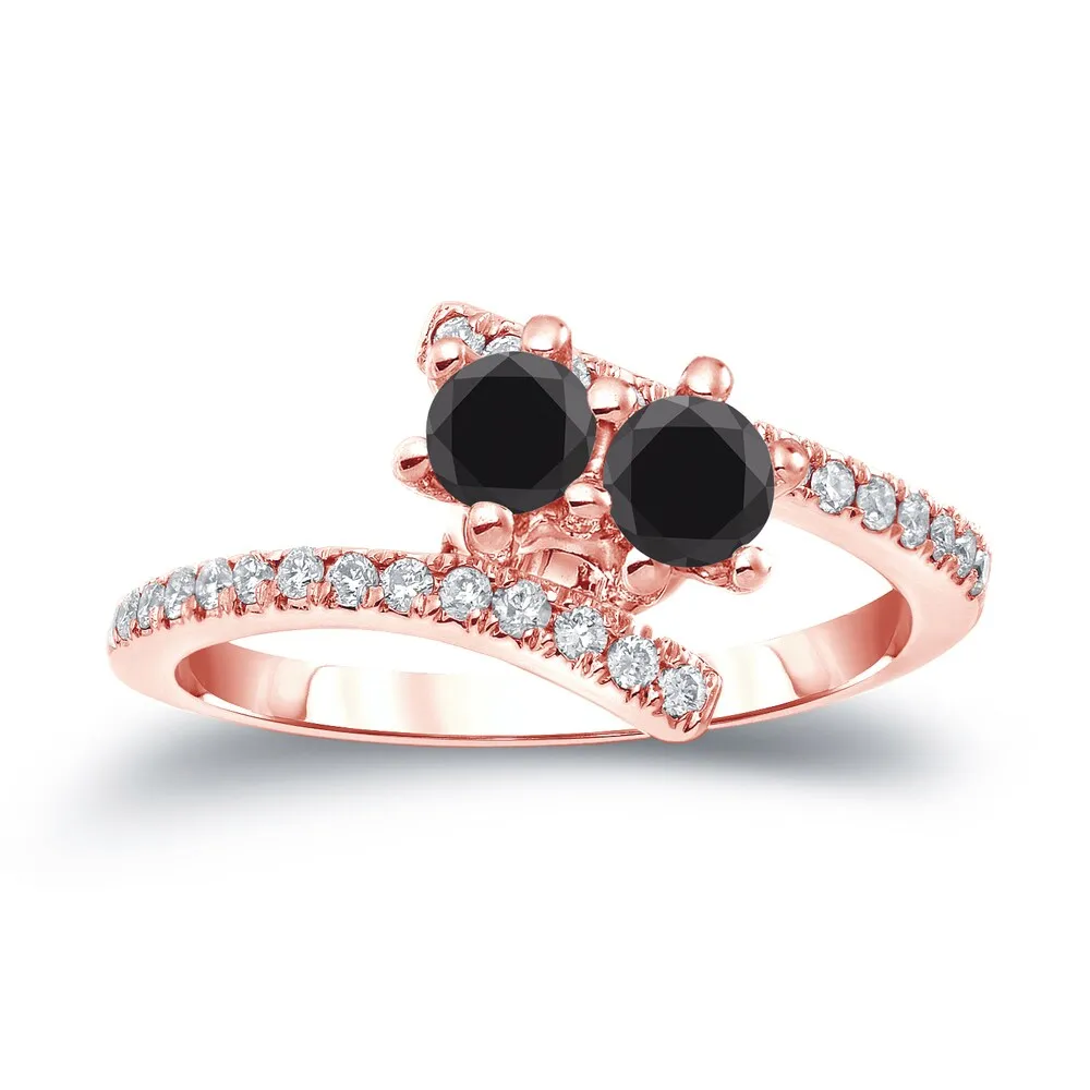 14k Gold Modern Round 1ct TDW 2-Stone Black Diamond Ring by Auriya sold by Zulily product image thumbnail 3