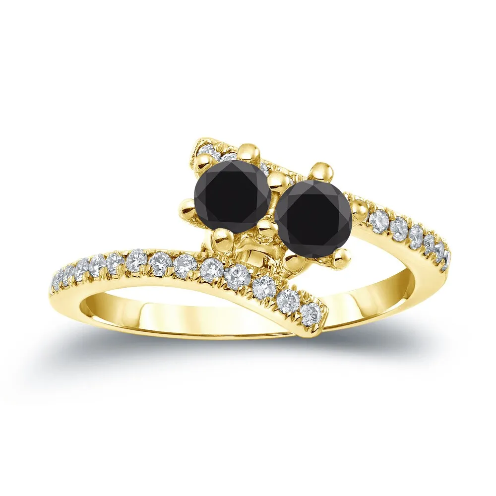 14k Gold Modern Round 1ct TDW 2-Stone Black Diamond Ring by Auriya sold by Zulily product image thumbnail 2