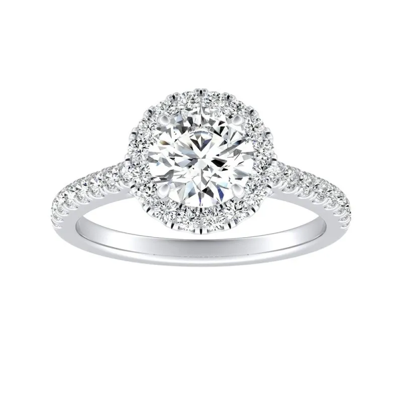 Auriya 14k Gold 1ct Moissanite Halo Diamond Engagement Ring 3/8ctw sold by Zulily