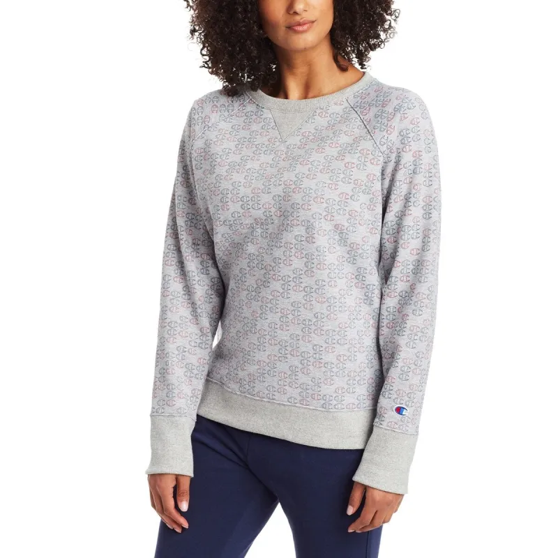 Champion Women's Powerblend Print Crewneck Sweatshirt Gray Size X-Small sold by Zulily