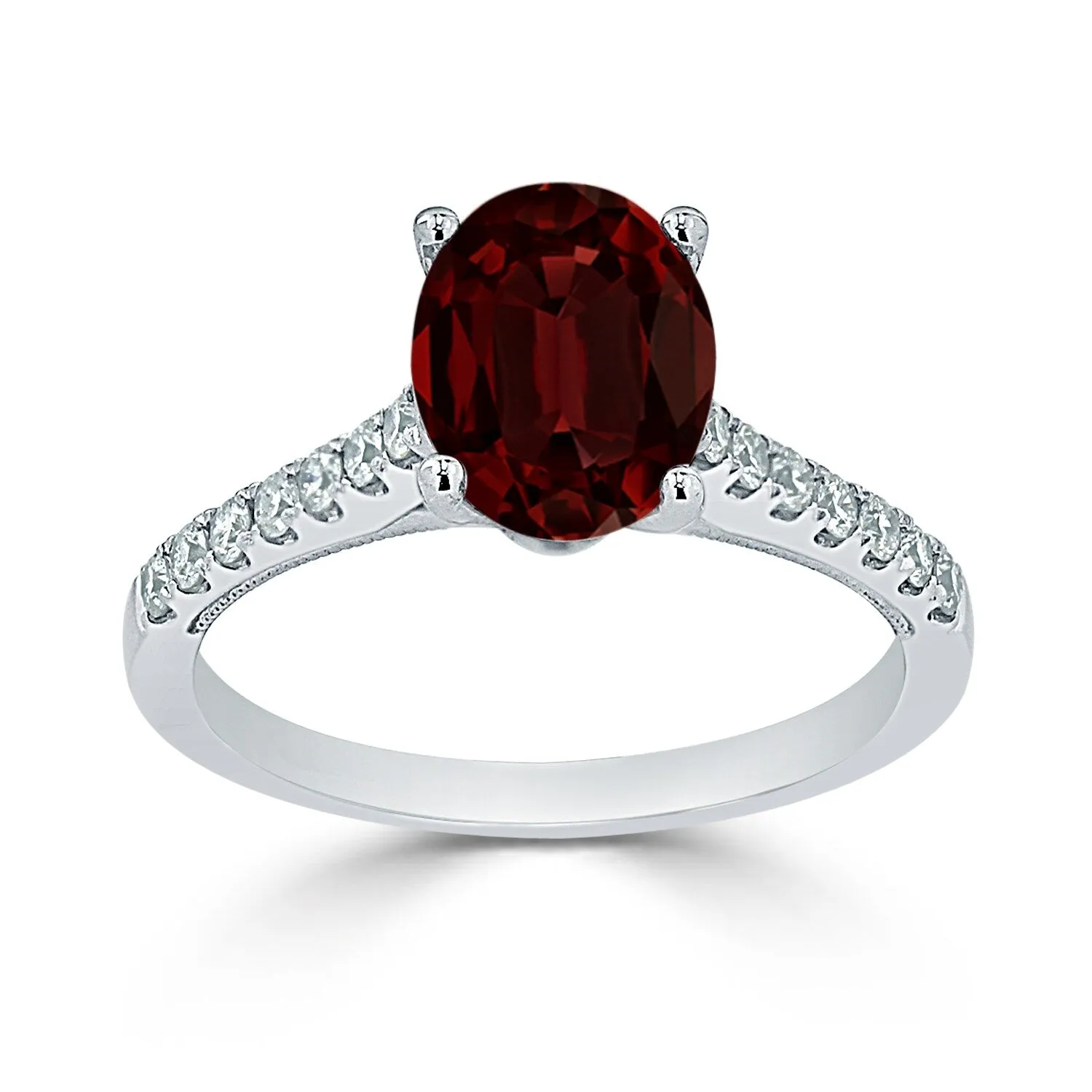 Auriya 1 1/2ct Fancy Oval Garnet and Diamond Engagement Ring 1/4ctw 14k Gold sold by Zulily product image thumbnail 3
