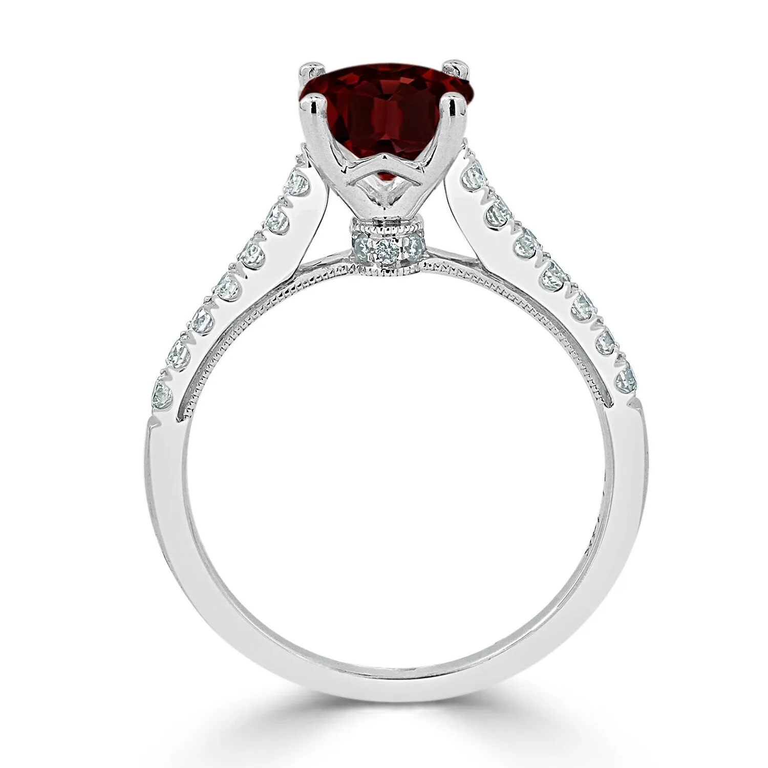 Auriya 1 1/2ct Fancy Oval Garnet and Diamond Engagement Ring 1/4ctw 14k Gold sold by Zulily product image thumbnail 5