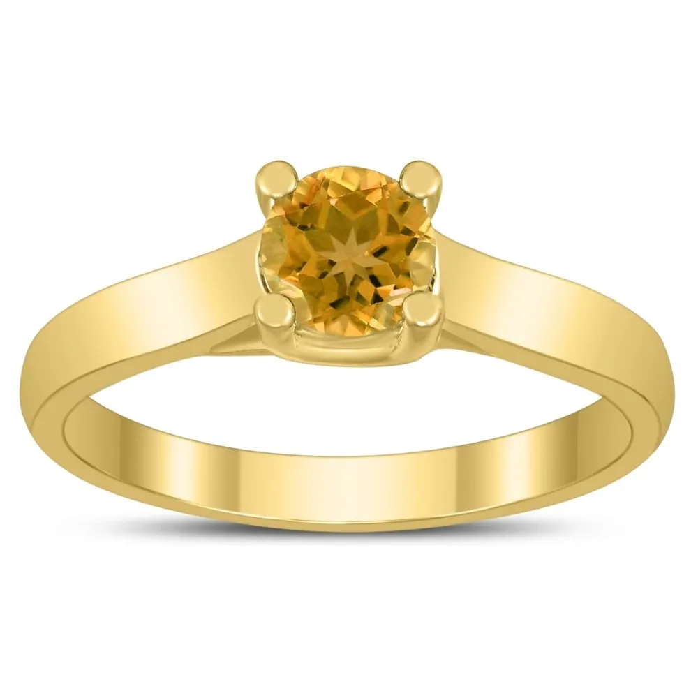 Round 5MM Citrine Cathedral Solitaire Ring in 10K Yellow Gold sold by Zulily