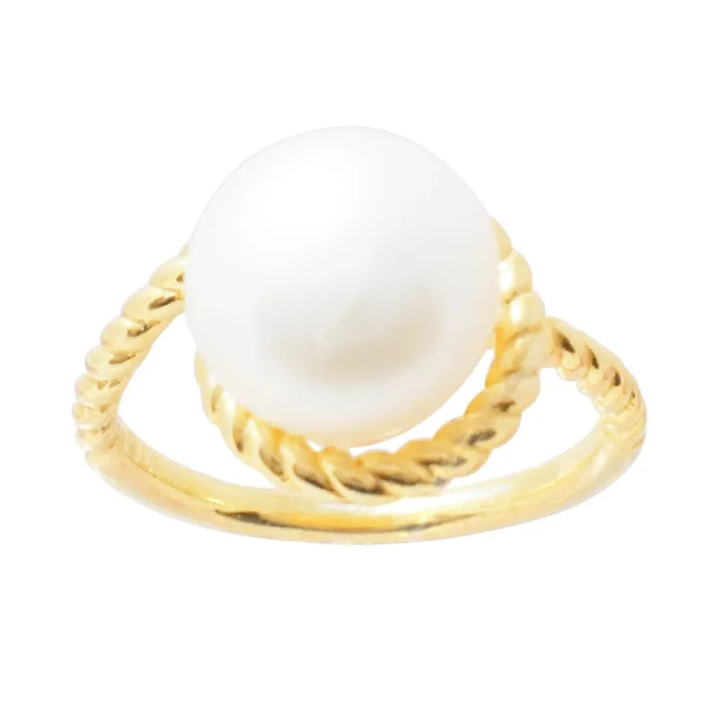 Gold Over Sterling Silver with Cultured Pearl Bypass Solitaire Ring - Yellow made by Zulily