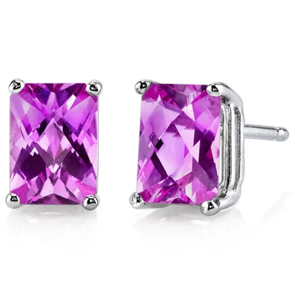 Oravo 14k White Gold Radiant-cut Gemstone Stud Earrings sold by Zulily