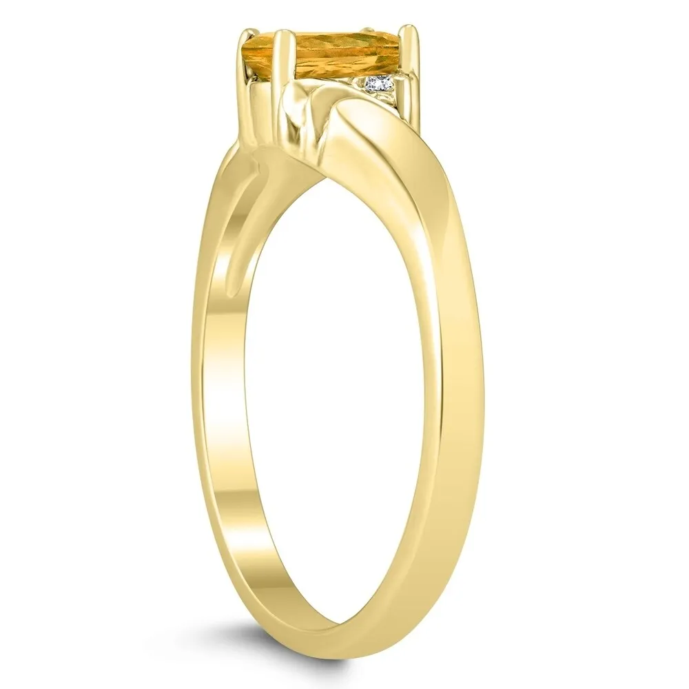 6X4MM Citrine and Diamond Wave Ring in 10K Yellow Gold sold by Zulily product image thumbnail 2