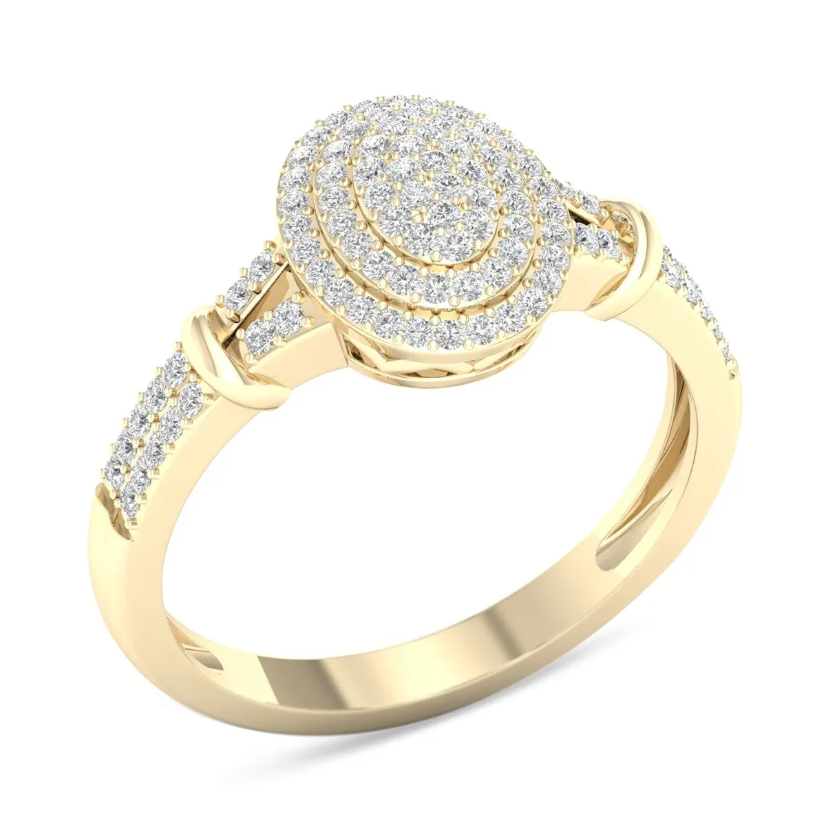 De Couer 10k Yellow Gold 1/4ct TDW Diamond Cluster Double Halo Engagement Ring sold by Zulily product image thumbnail 2