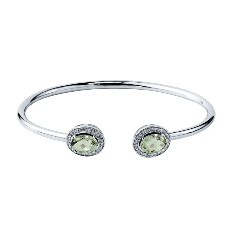 Auriya 2 1/4ct Green Oval Amethyst Gold over Silver Bangle Bracelet with Diamond Accents sold by Zulily