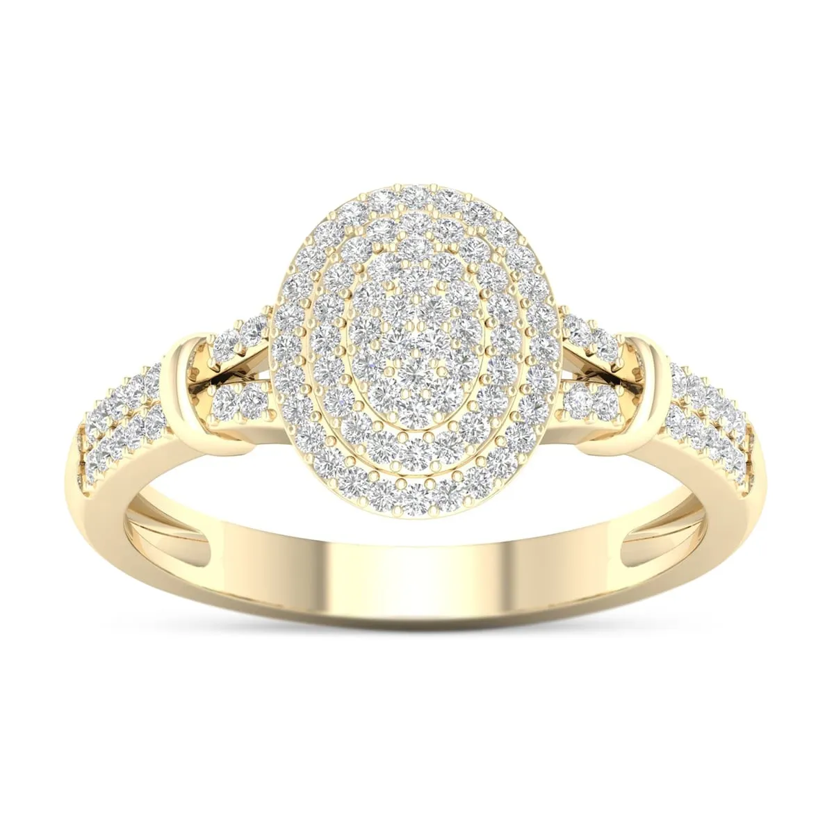 De Couer 10k Yellow Gold 1/4ct TDW Diamond Cluster Double Halo Engagement Ring sold by Zulily