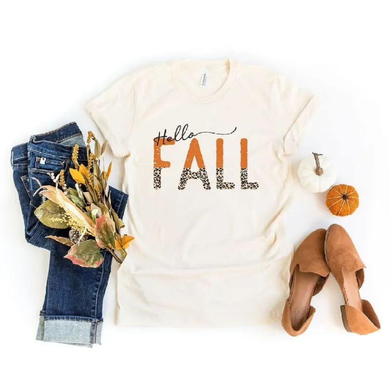 Leopard Hello Fall Short Sleeve Tee sold by Zulily