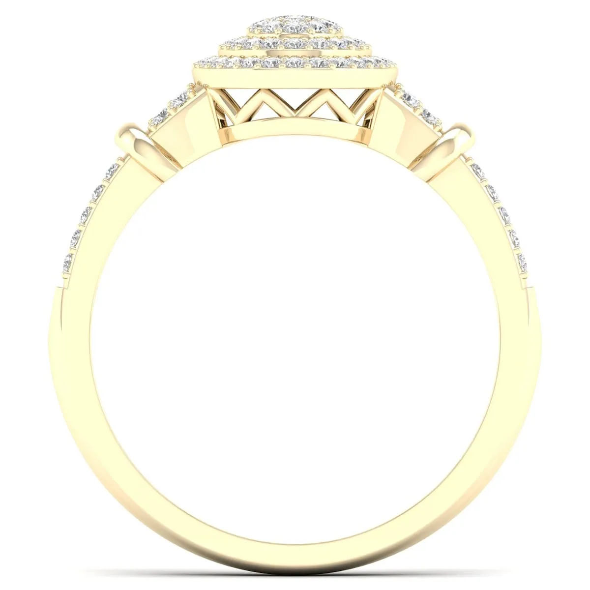 De Couer 10k Yellow Gold 1/4ct TDW Diamond Cluster Double Halo Engagement Ring sold by Zulily product image thumbnail 3