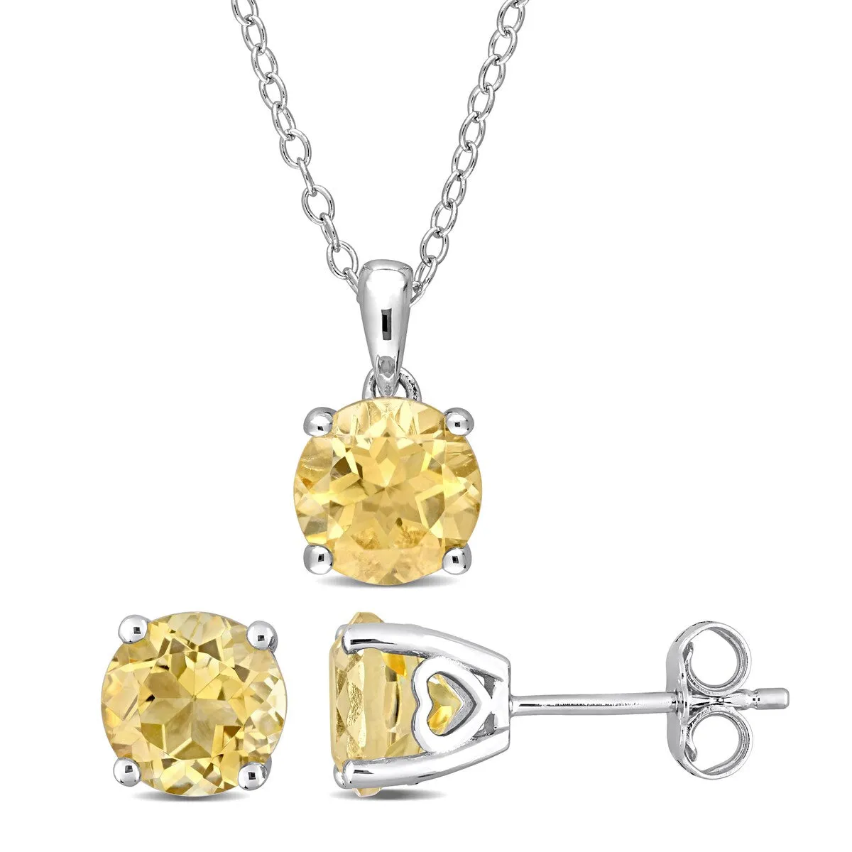 Miadora Citrine Two Piece Solitaire Necklace and Earrings Set in Sterling Silver sold by Zulily