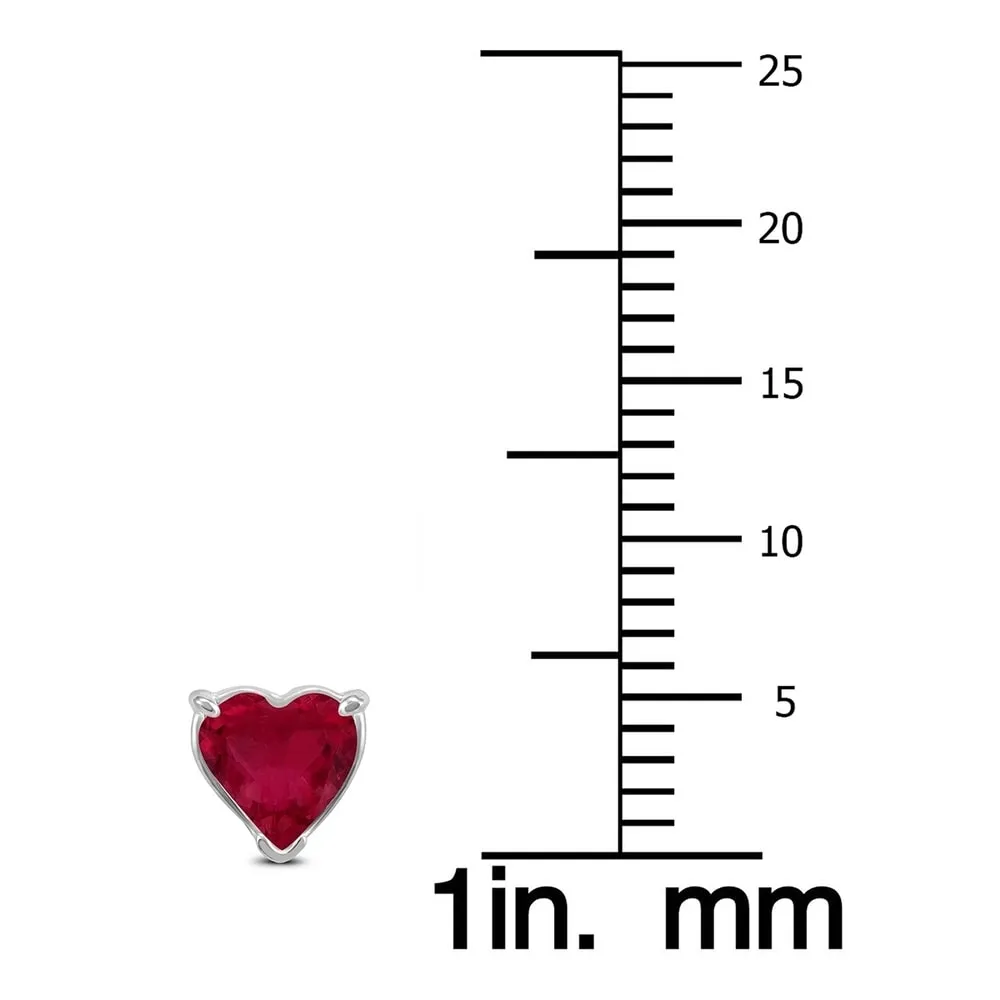 14K White Gold 5MM Heart Ruby Earrings sold by Zulily product image thumbnail 2