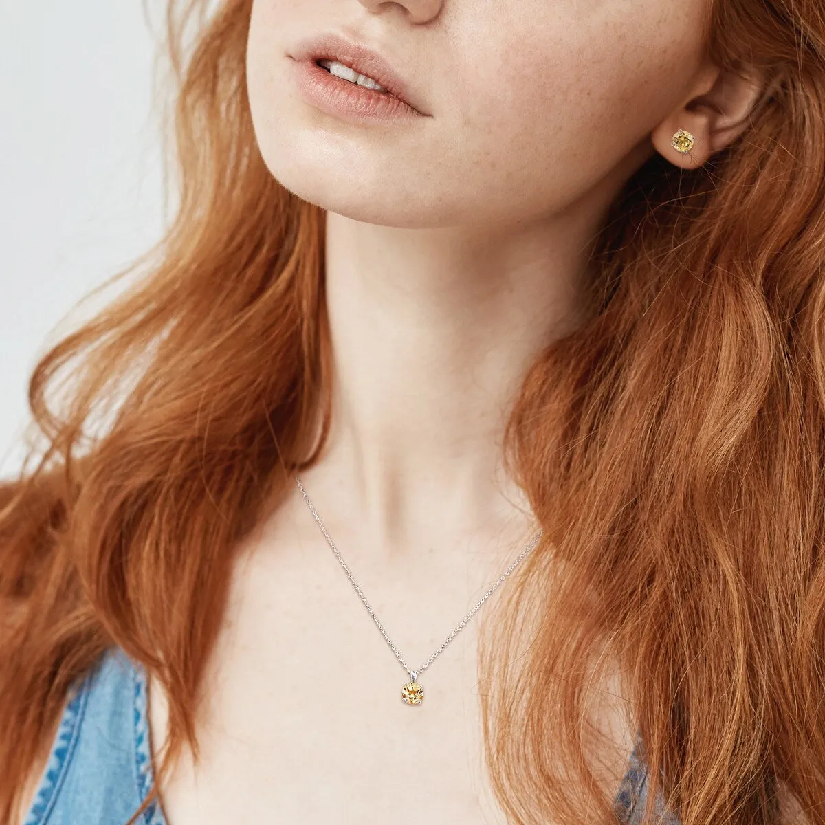 Miadora Citrine Two Piece Solitaire Necklace and Earrings Set in Sterling Silver sold by Zulily product image thumbnail 4