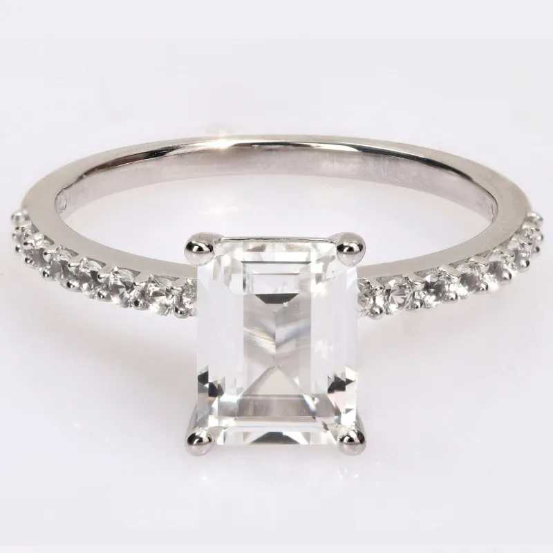 Miadora 2 1/3ct TGW Octagon-cut Created White Sapphire Engagement Ring in 10k White Gold sold by Zulily