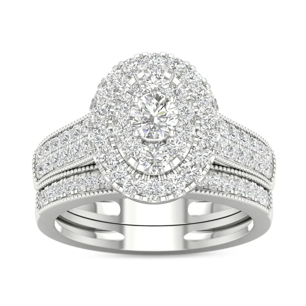 De Couer IGI Certified 1 ct. TDW White Diamond Oval Frame Bridal Set sold by Zulily