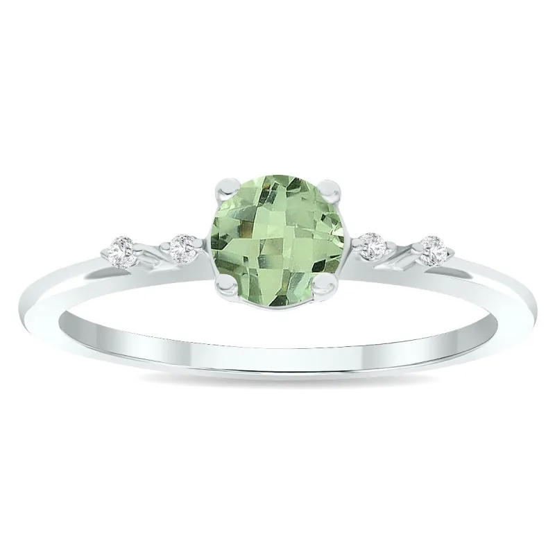 Women's Green Amethyst and Diamond Sparkle Ring in 10K White Gold sold by Zulily