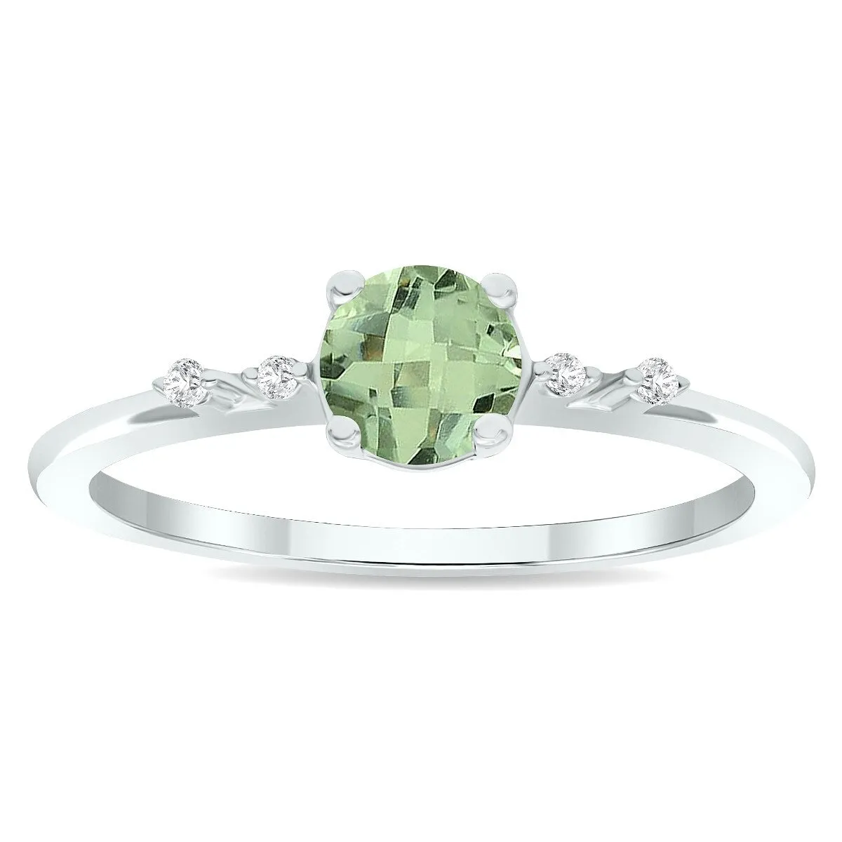 Women's Green Amethyst and Diamond Sparkle Ring in 10K White Gold sold by Zulily