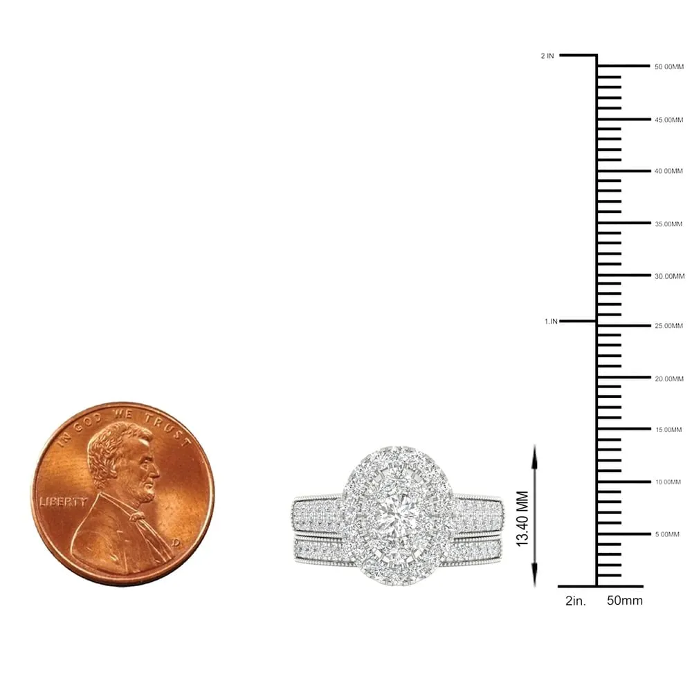 De Couer IGI Certified 1 ct. TDW White Diamond Oval Frame Bridal Set sold by Zulily product image thumbnail 4