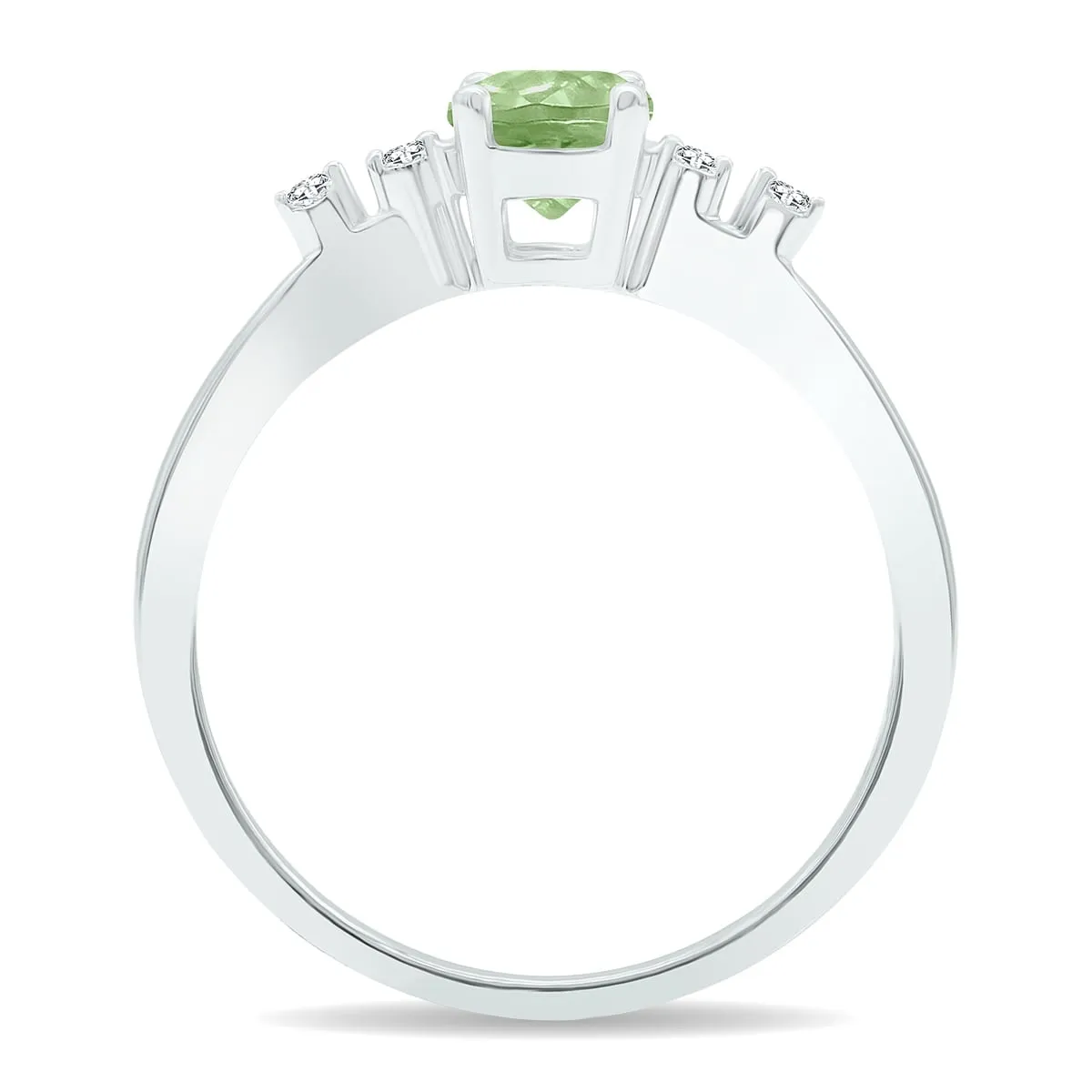 Women's Green Amethyst and Diamond Sparkle Ring in 10K White Gold sold by Zulily product image thumbnail 3