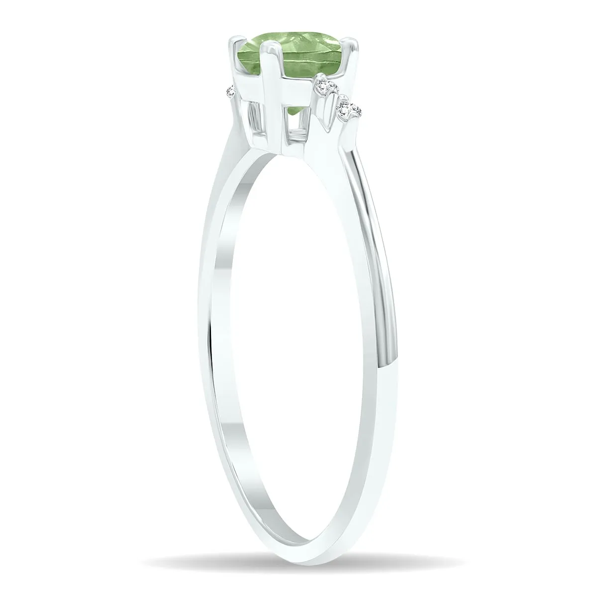 Women's Green Amethyst and Diamond Sparkle Ring in 10K White Gold sold by Zulily product image thumbnail 2