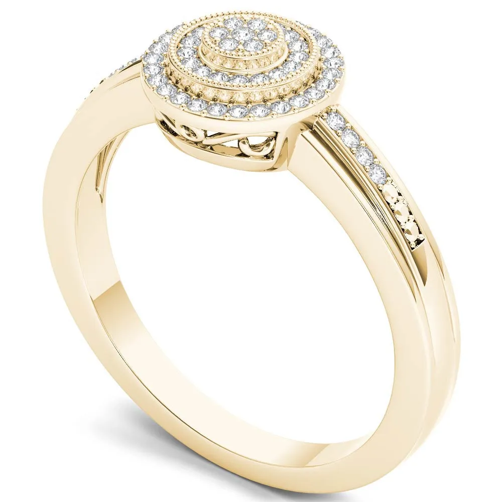 De Couer 10k Yellow Gold 1/6ct TDW Diamond Halo Engagement Ring - White sold by Zulily product image thumbnail 2