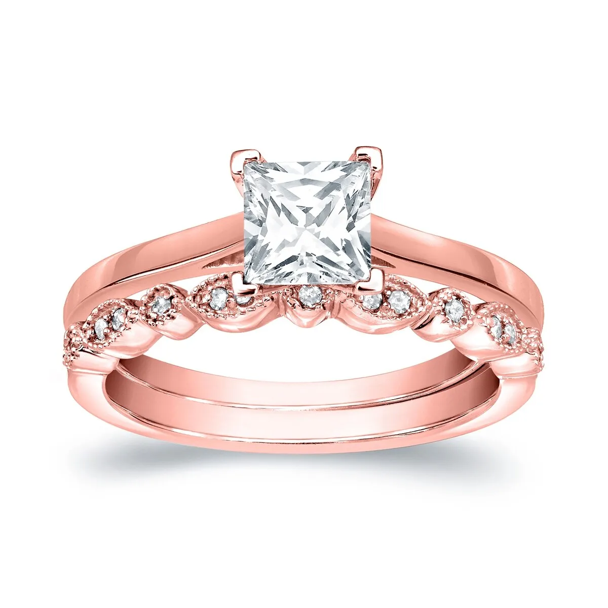 Auriya 14k Gold 7/8ctw Vintage Princess-cut Solitaire Diamond Engagement Ring Set sold by Zulily product image thumbnail 3