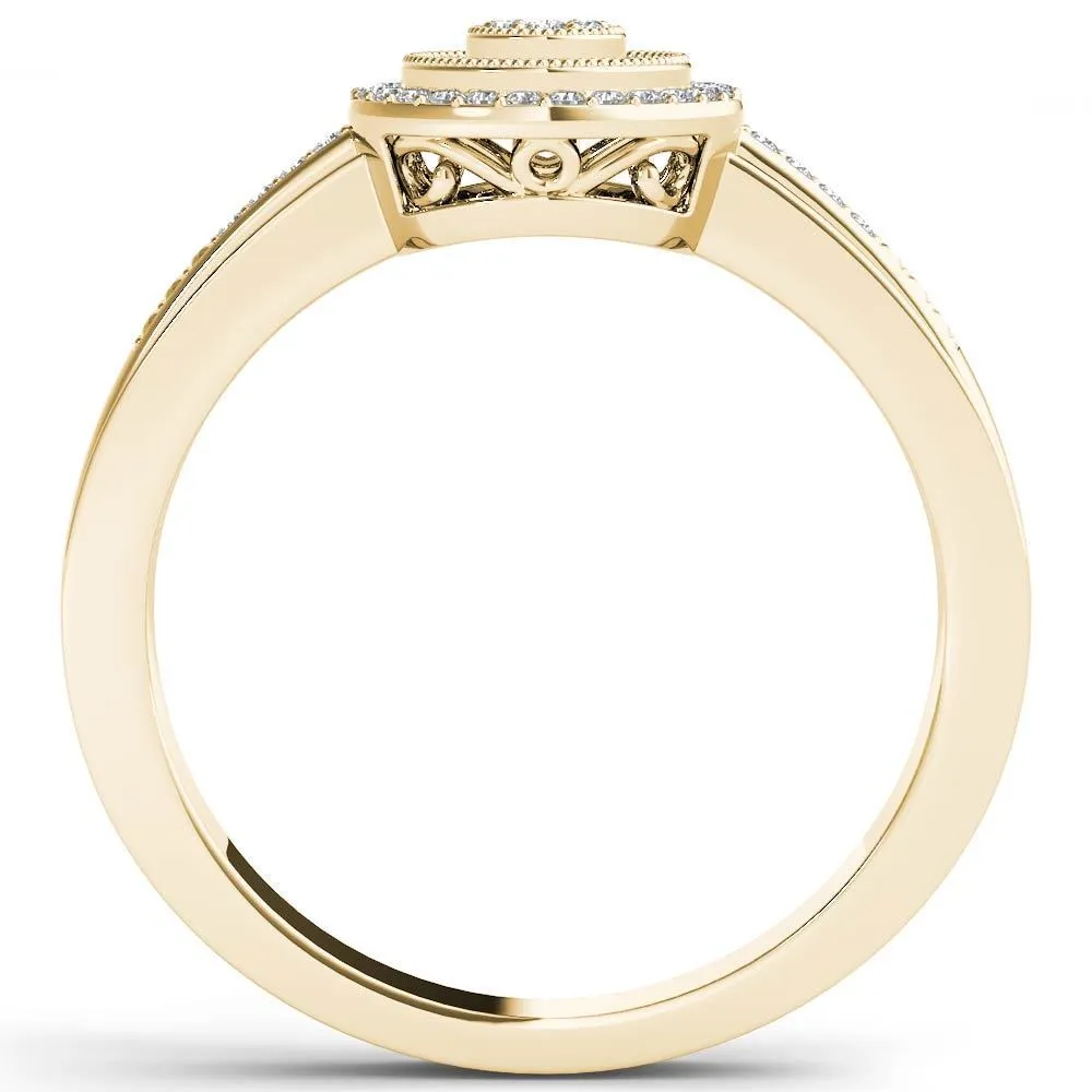 De Couer 10k Yellow Gold 1/6ct TDW Diamond Halo Engagement Ring - White sold by Zulily product image thumbnail 3